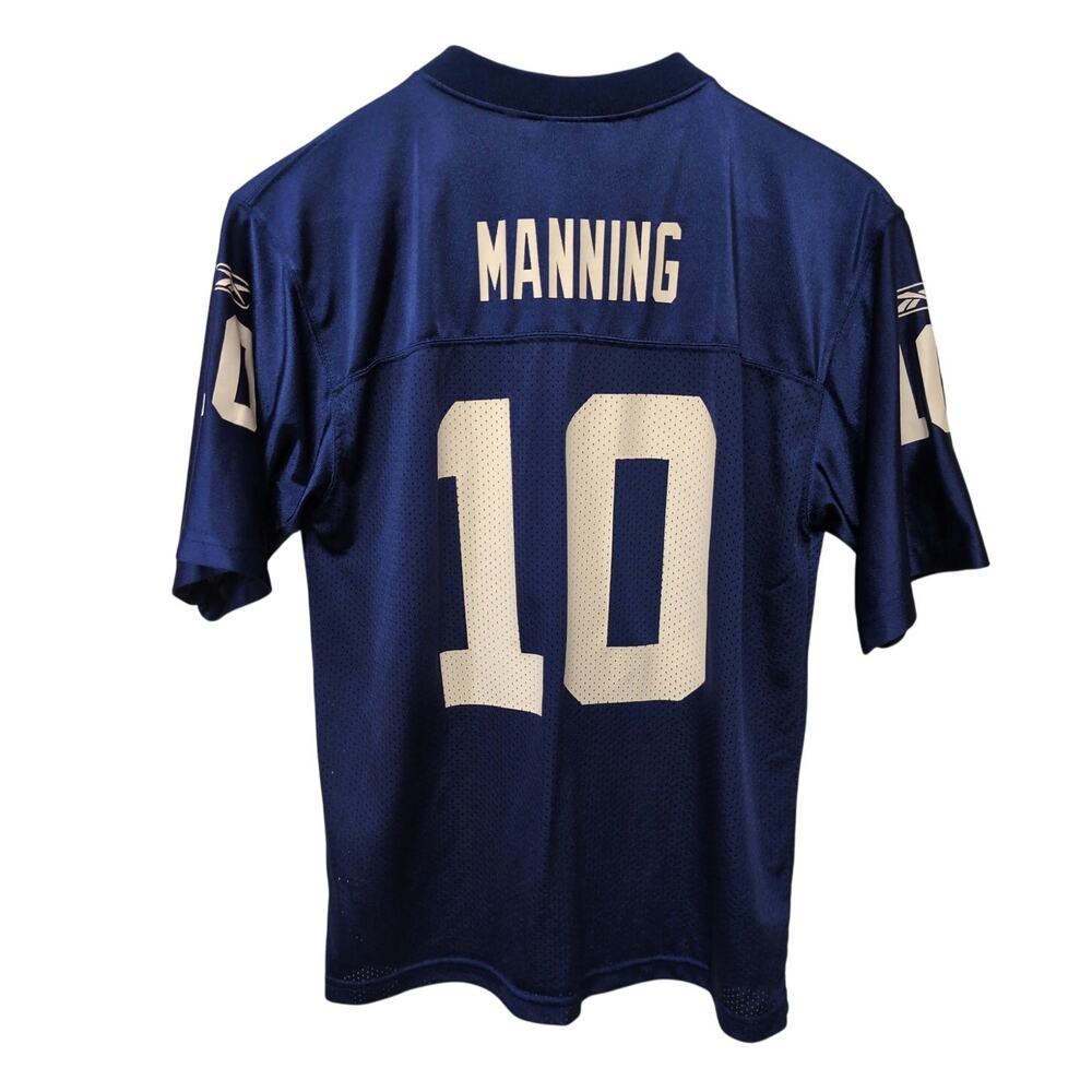 New York Giants Eli Manning #10 Team Apparel Reebok NFL Jersey Blue Blokecore